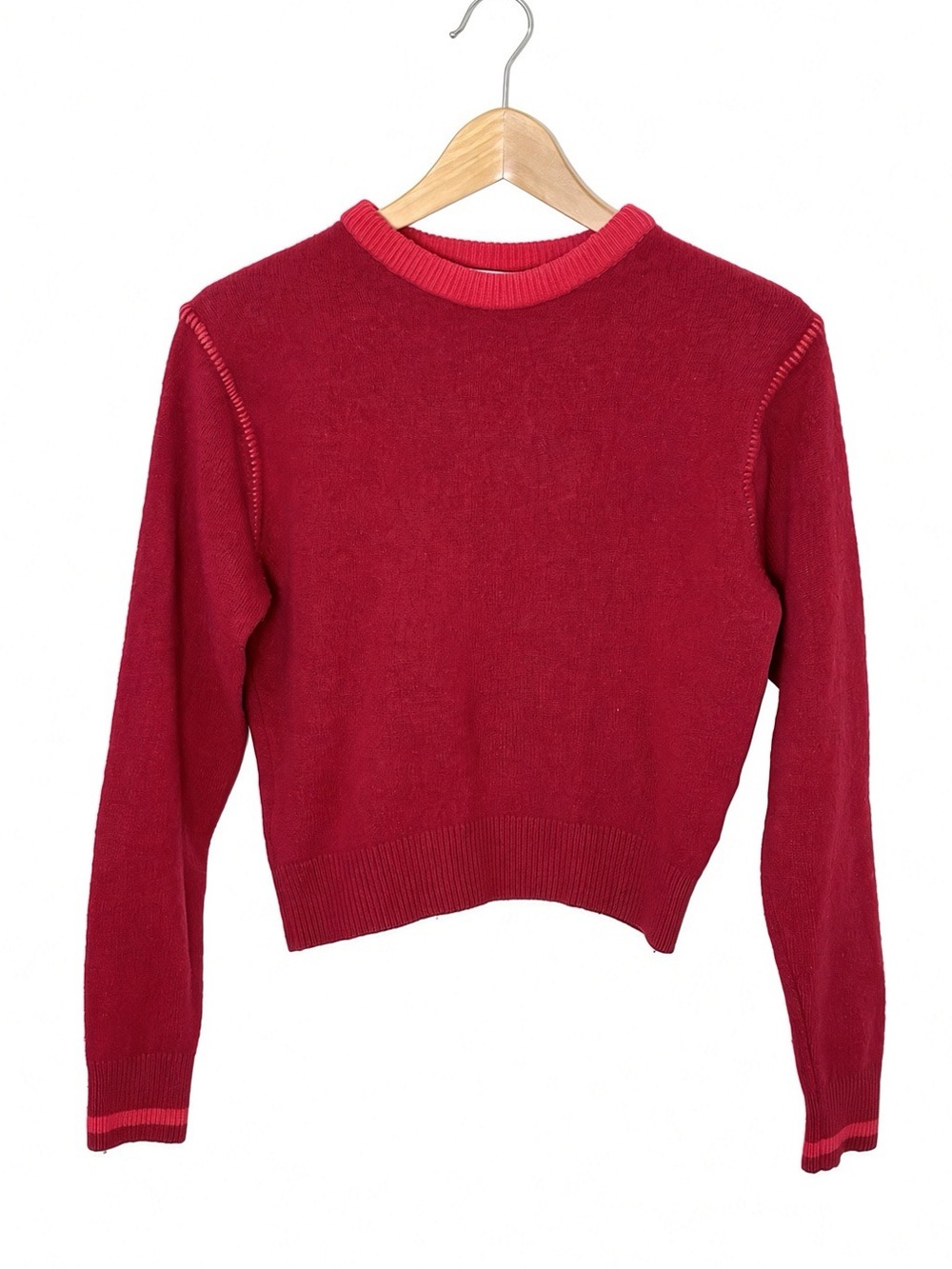 JW Anderson x Uniqlo Red 100% Wool Cropped Crewneck Sweater S